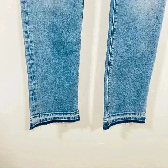 RtA Curtis Skinny Jeans in Instinct Distressed Denim Blue Designer Raw Hem - Picture 7 of 11
